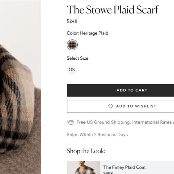 NWT Brochu Walker Stowe Wool Scarf in Heritage Plaid Tan Black - Picture 2 of 13